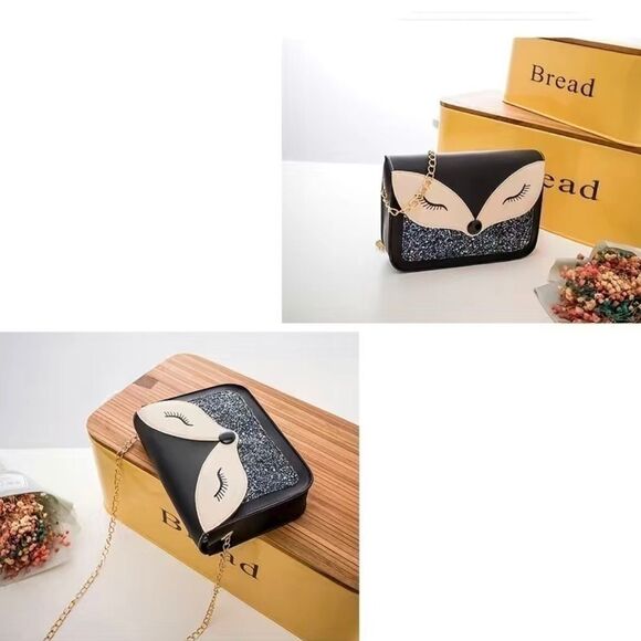 FOX Pattern Faux Leather Black and White Shoulder Bag, New In Package!! - Picture 2 of 2